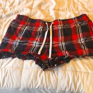 Blue plaid pajama short shorts, size xl, skinnifit, SF women brand. Worn once